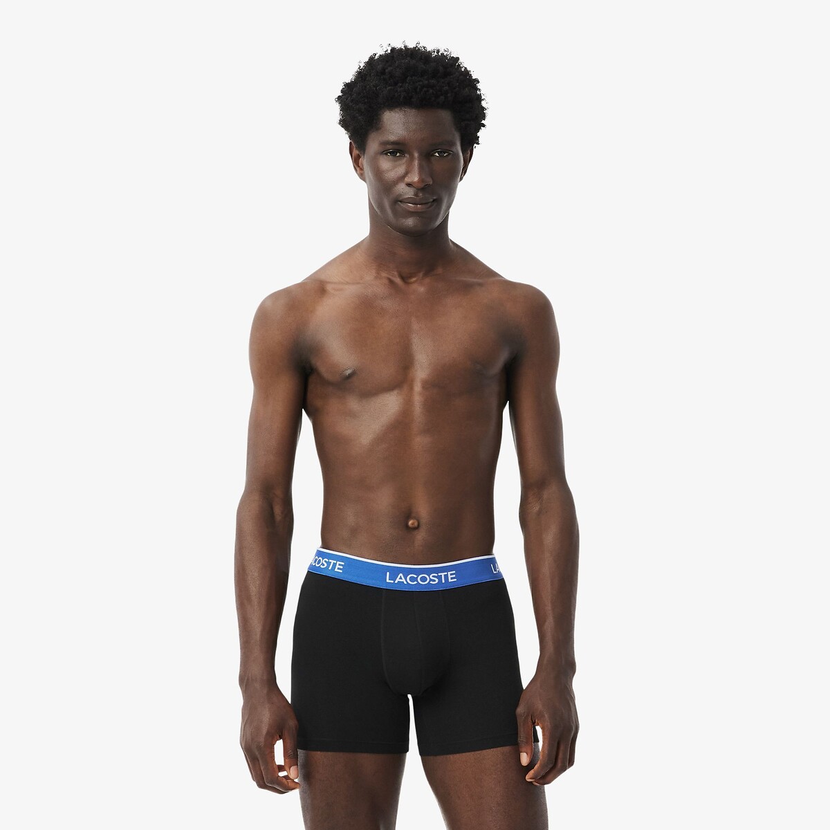 Lacoste Pack Of 3 Hipsters In Stretch Cotton Men's Black+Blue Small
