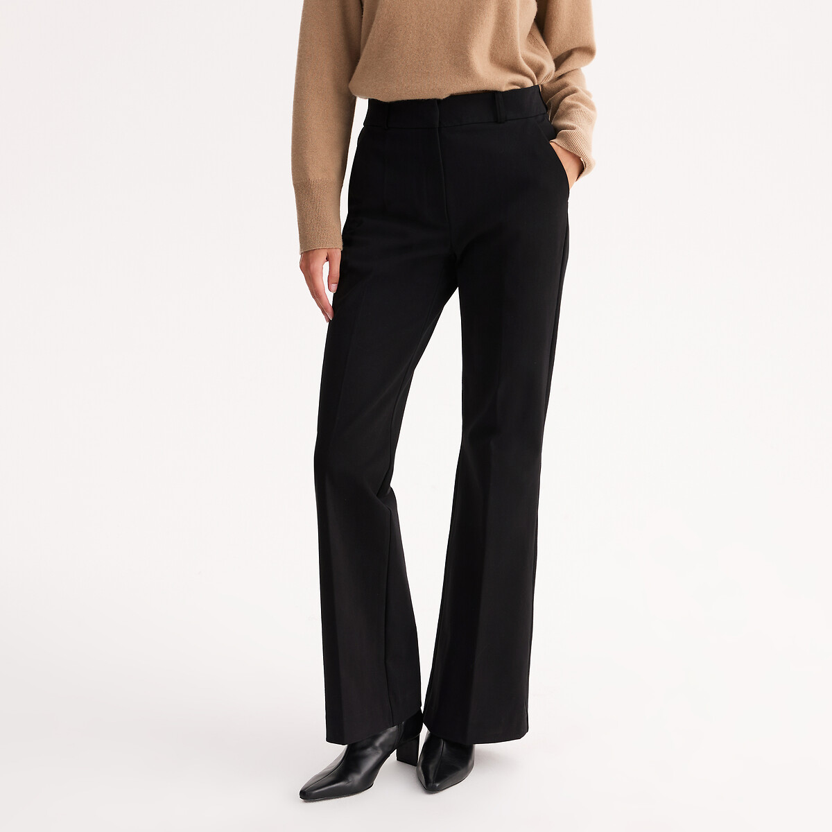 Pantalon forme bootcut, coton stretch