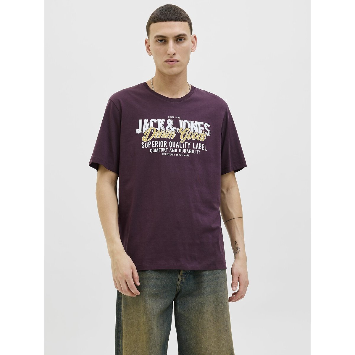 Jack & Jones Crew Neck T-Shirt Men's Burgundy Small