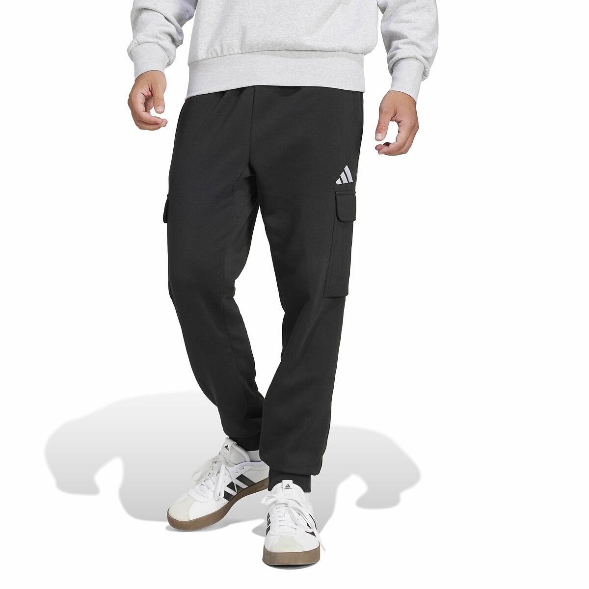 Adidas Sportswear Essentials Feelcozy Cargo Trousers In Fleece Men's Black Medium