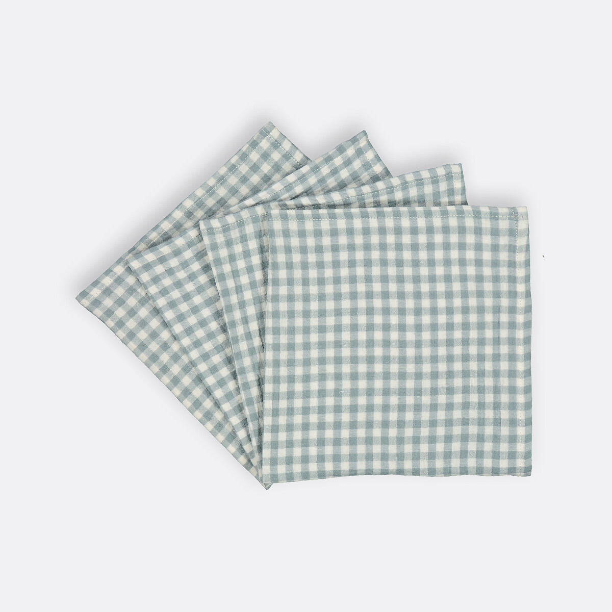 La Redoute Interieurs Set Of 4 Croizic 45 X 45Cm Cotton Muslins Green Grey/Ecru Infant