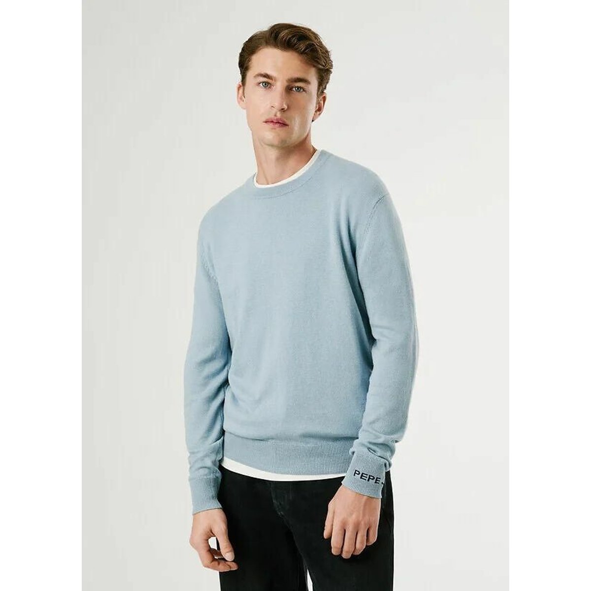 Pepe Jeans Men's Sky Blue André Crew Neck Jumper Medium