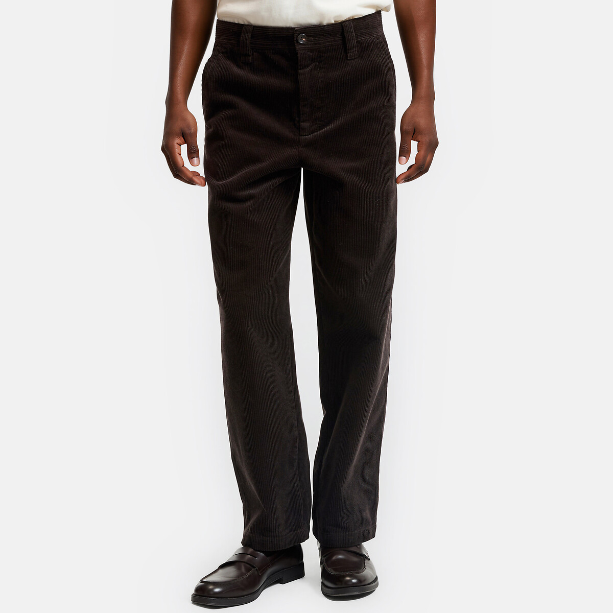 Pantalon chino large en velours