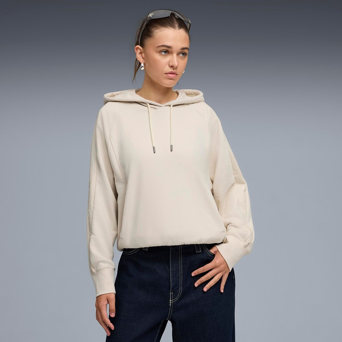 Puma Her Oversize Hoodie Women's Ecru Extra Large