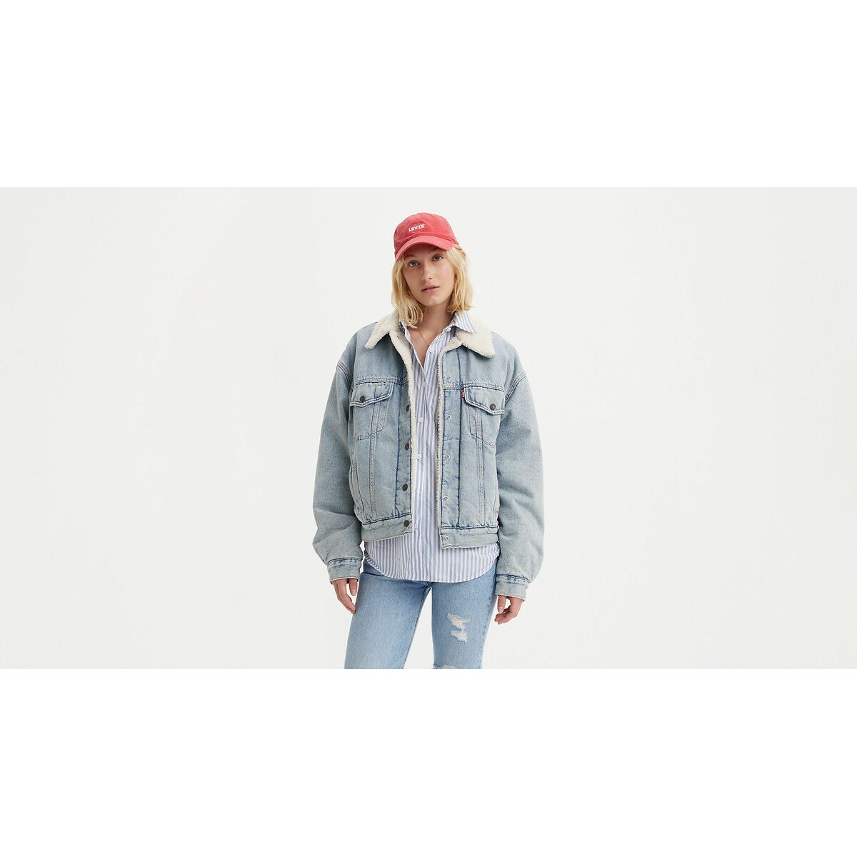 Levi's Jeansjack SHERPA TRUCKER met teddy-pluche