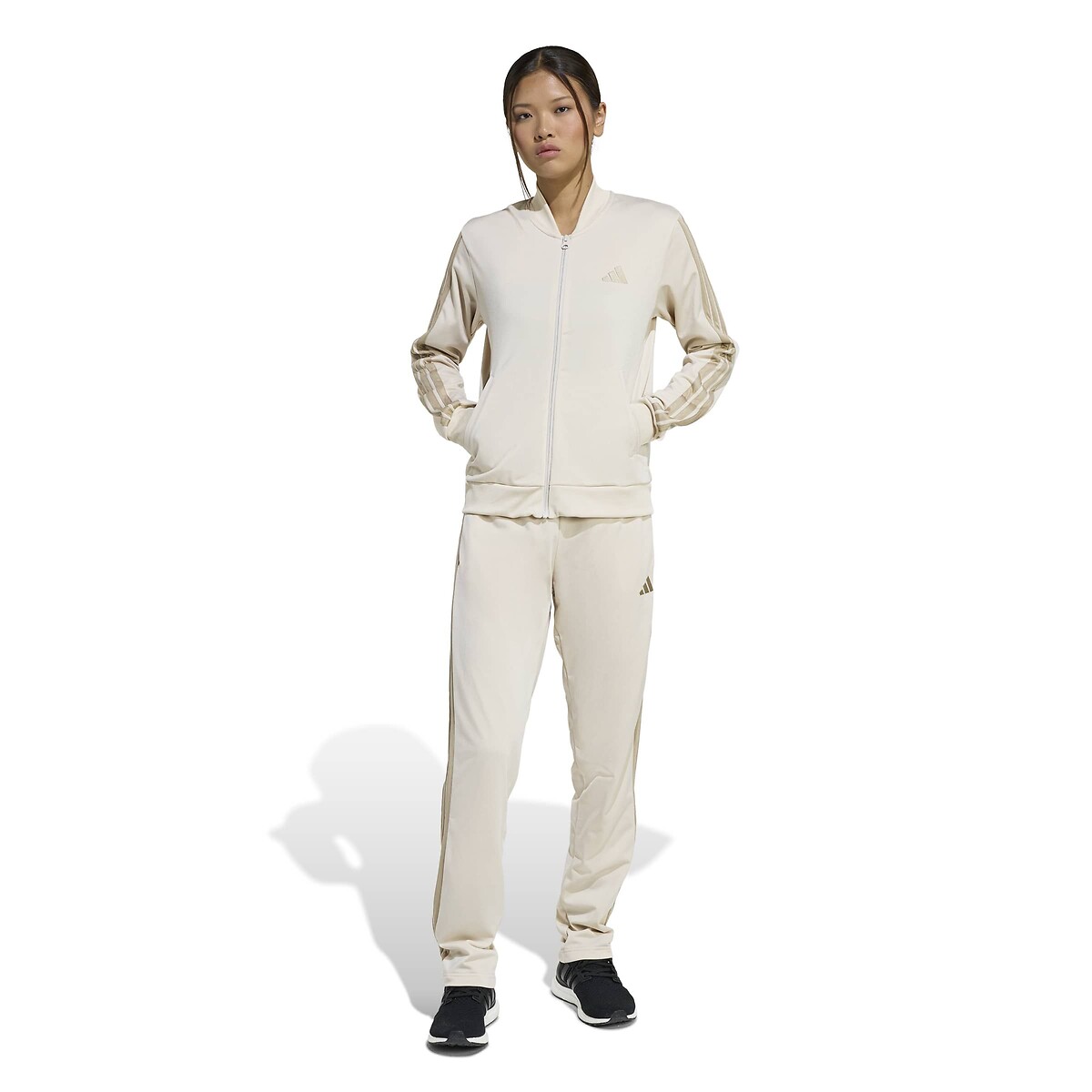 Adidas Sportswear Essentials 3 Stripes Tracksuit Women's Beige Small