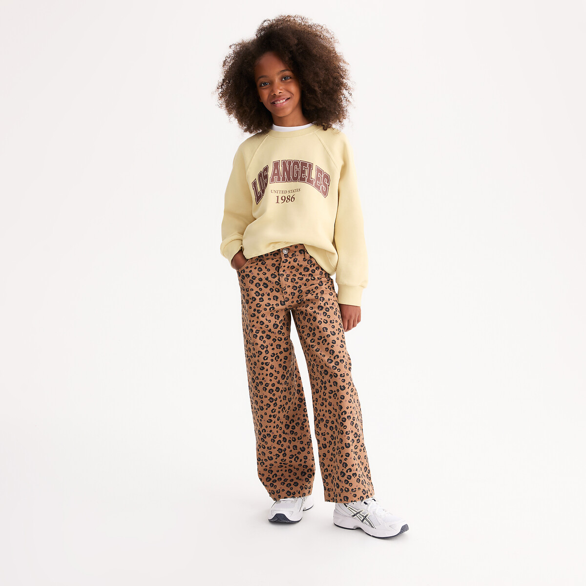 Sweat col rond en molleton, motif esprit campus