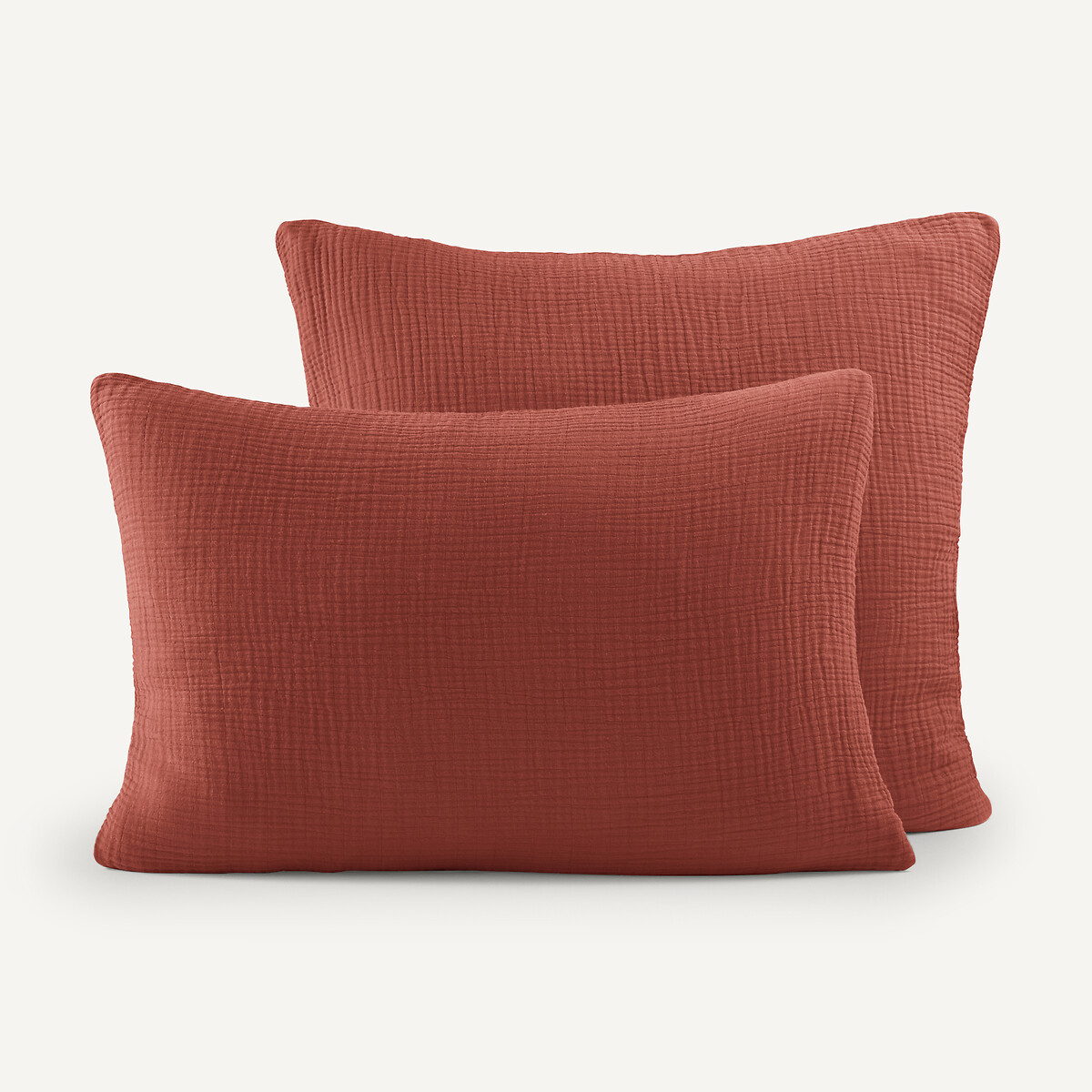 Am.pm Yafa 100% Organic Cotton Muslin 200 Thread Count Pillowcase Unisex Henna Standard (50X70cm)
