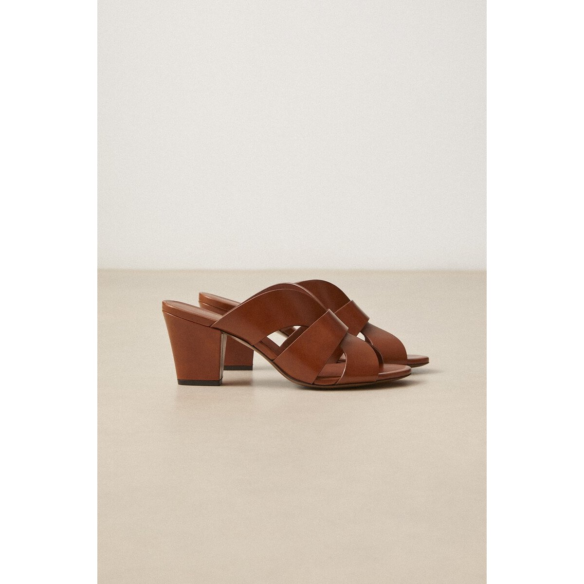 Rivecour N°561 Heeled Leather Mules Women's Cognac Size 37 (4)