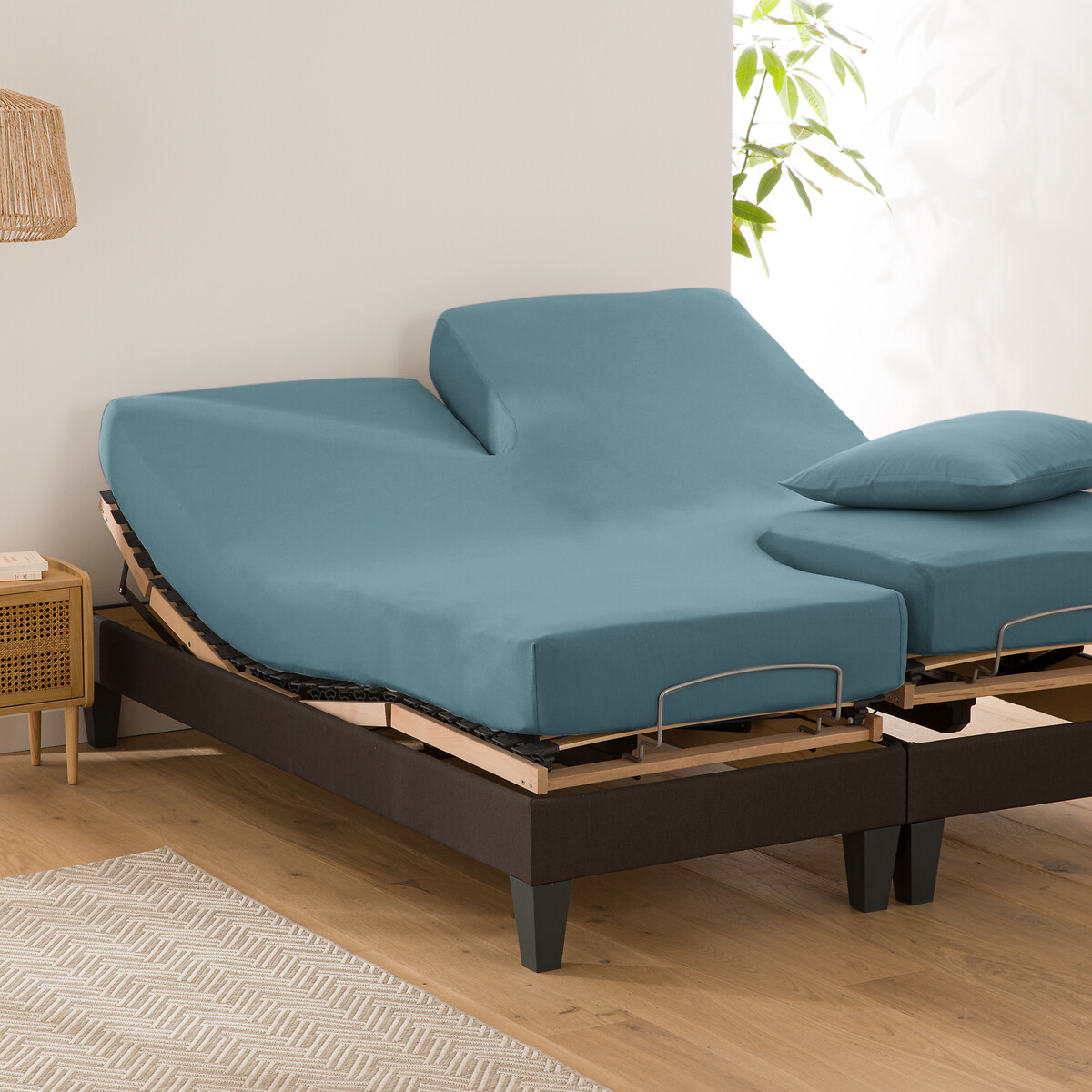 Sábana bajera lisa de algodón para cama articulada Scenario. Talla Cama 160cm (160x200cm). Color