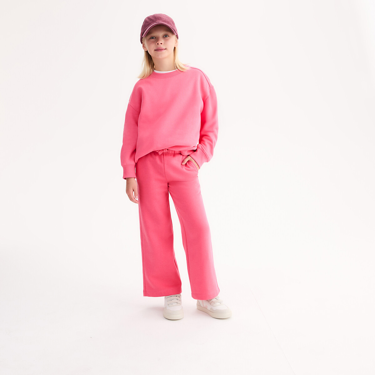 La Redoute Collections Fleece Crew Neck Sweatshirt Pink 12Y (150Cm)