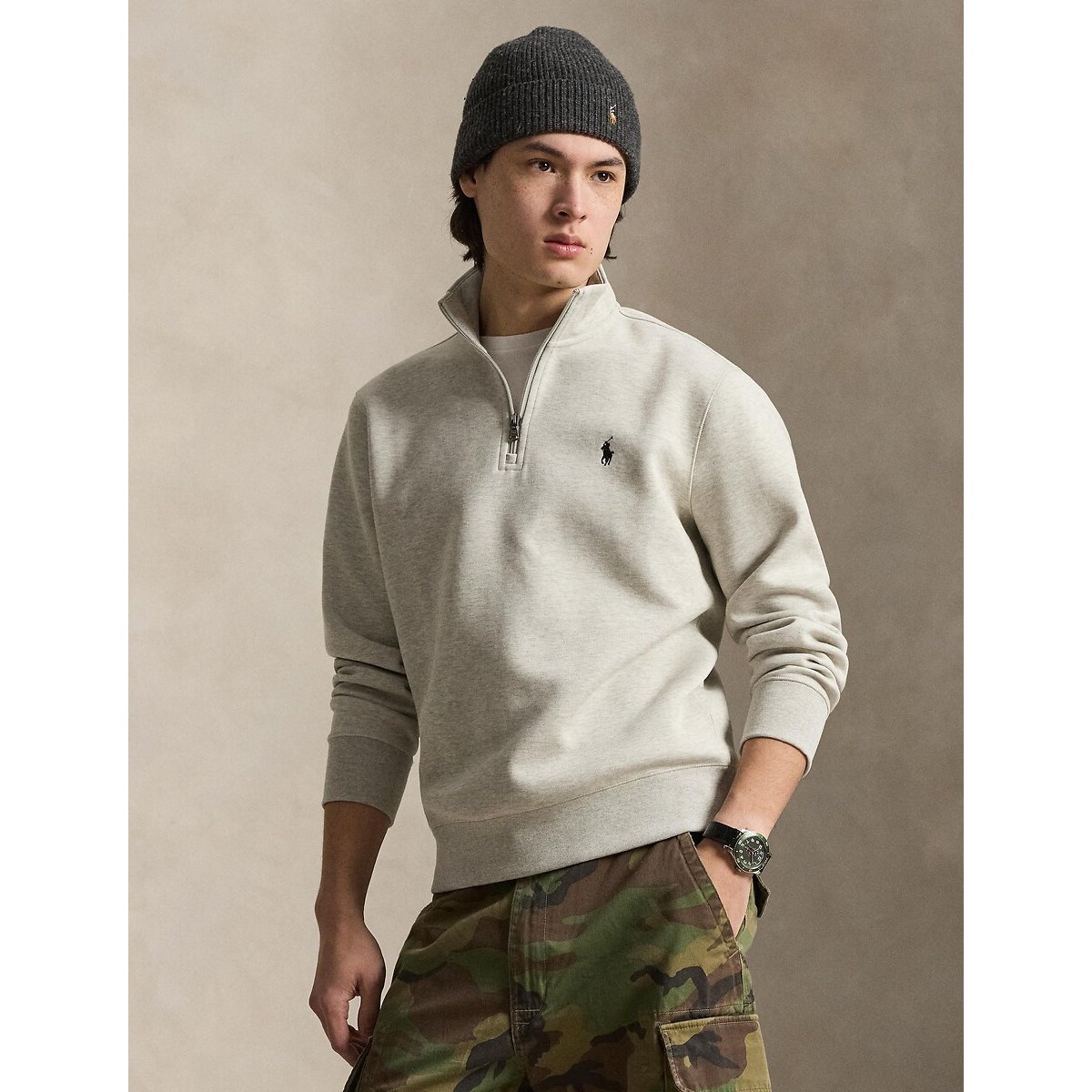 Polo Ralph Lauren Double Knit Tech Quarter Zip Sweatshirt Men's Grey Small