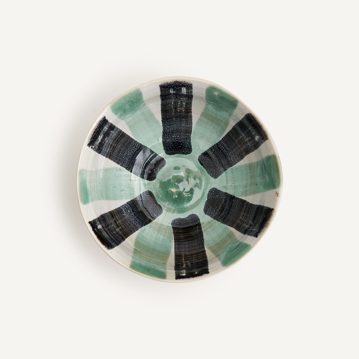 Am.pm Set Of 4 Viana Striped Stoneware Cereal Bowls, Diameter 17Cm Unisex Grey Green/Black
