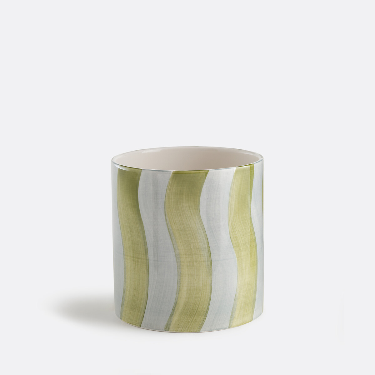 LA REDOUTE INTERIEURS Macetero De Cerámica Esmaltada Con Rayas, Diámetro 14 Cm, TOUMA. Talla talla única. Color