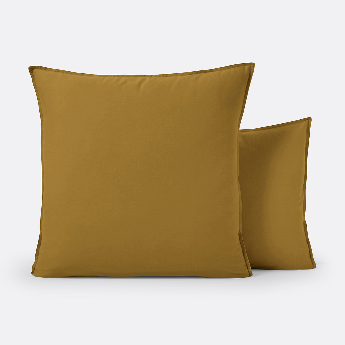 La Redoute Interieurs Scenario Plain 100% Washed Cotton Pillowcase Unisex Bronze Square (63X63cm)