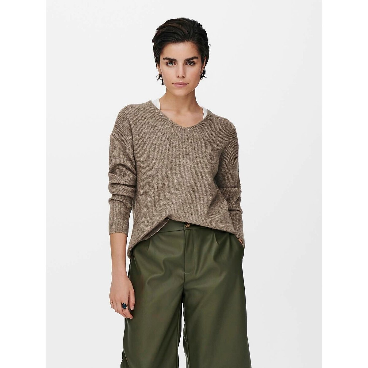 Only Women's Taupe Brushed Knit Jumper Small