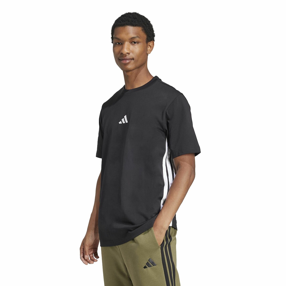 Adidas Sportswear Essentials Single Jersey T-Shirt With 3-Stripes Men's Black Medium