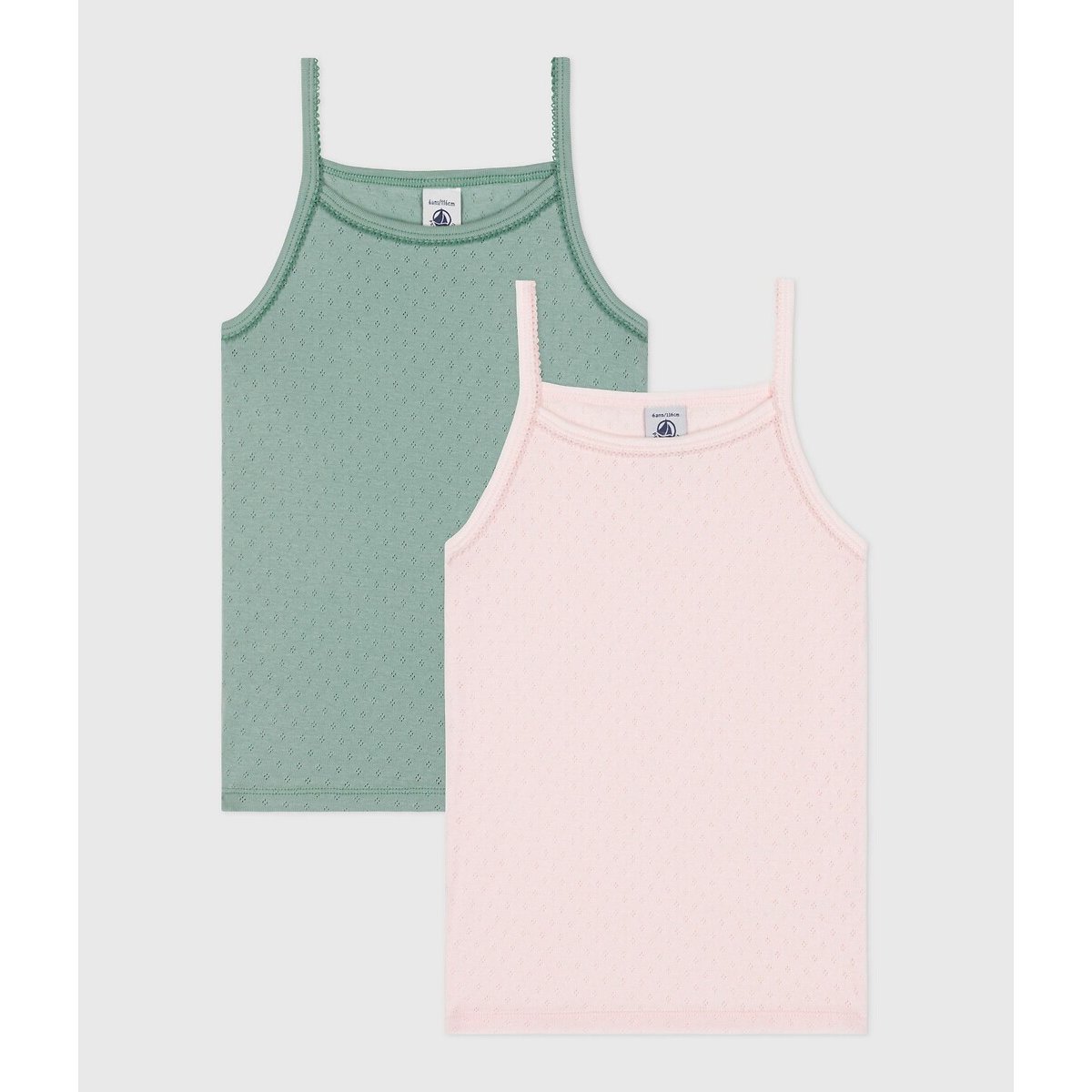 PETIT BATEAU Set van 2 singlets met dunne schouderbandjes