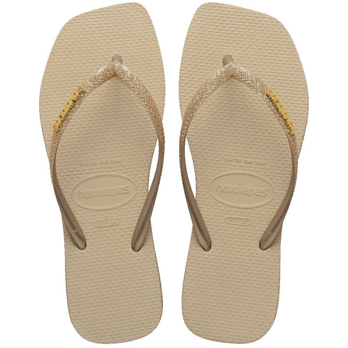 Havaianas Hav Square Sparkle Flip Flops Women's Sandy Grey Size 35