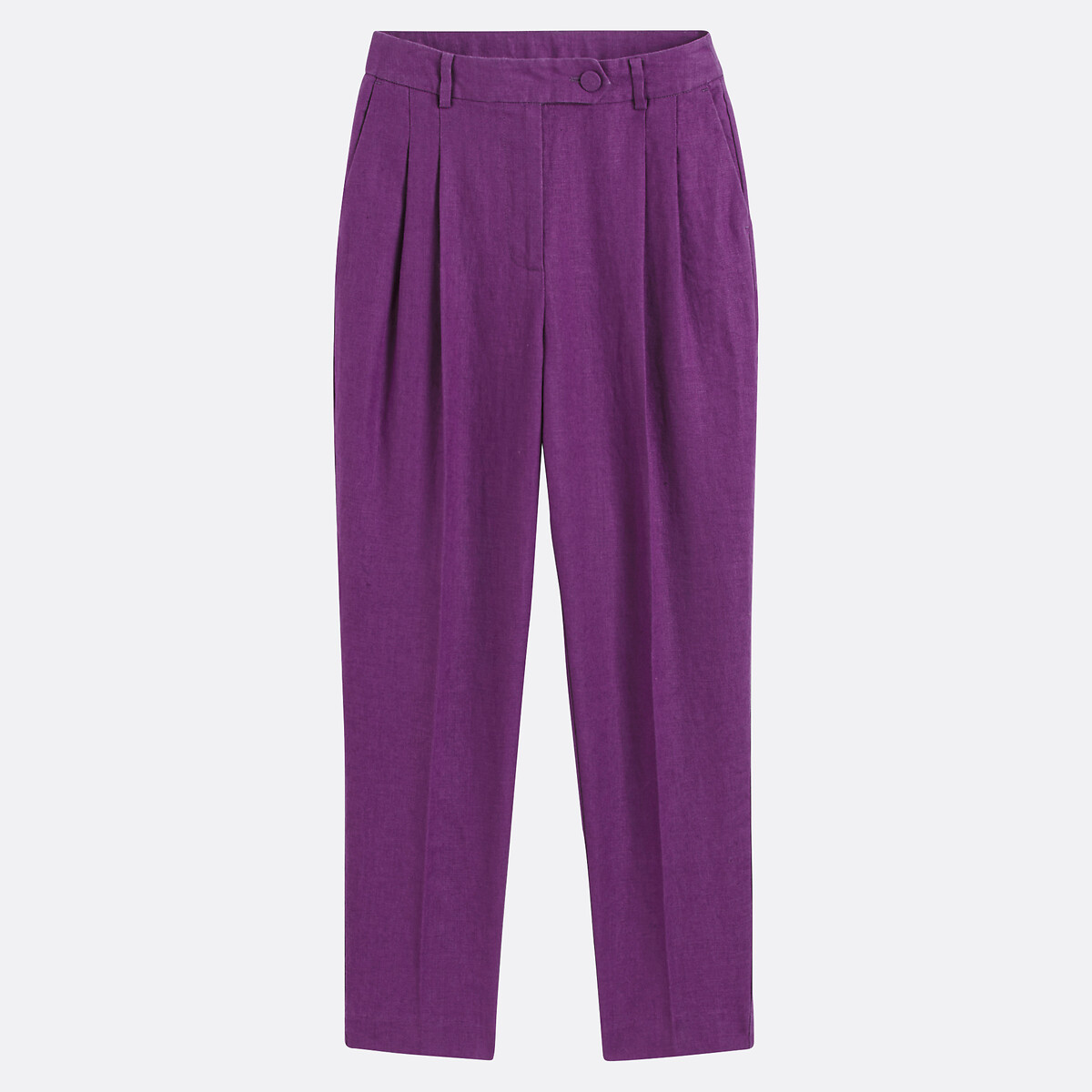 Pantalon cigarette en lin taille haute