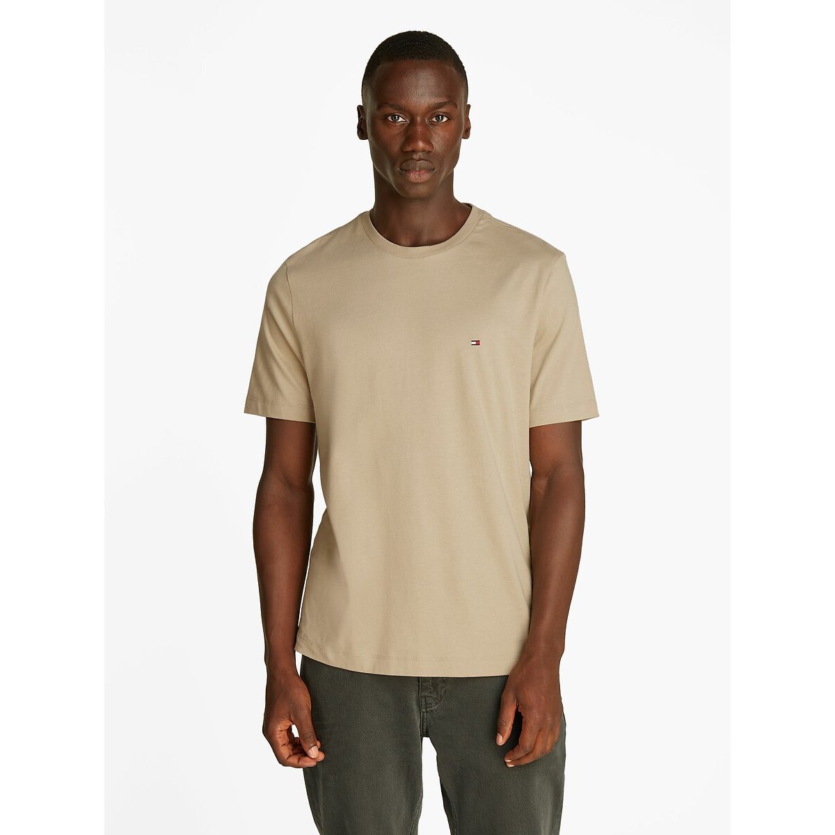 Tommy Hilfiger Men's Beige Thick T-Shirt, Regular Fit Xxl