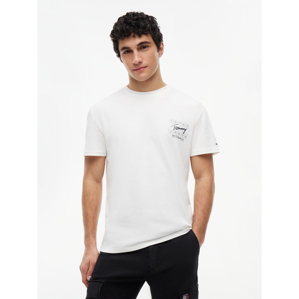 Tommy Jeans Flag Logo Short Sleeve T-Shirt Men's Ecru Extra Large