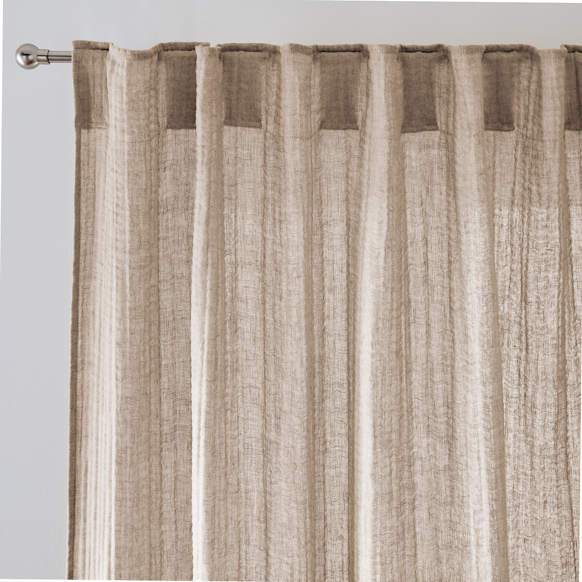 La Redoute Interieurs Elki Cotton Muslin/Linen Curtain With Concealed Tab Top Unisex Natural Size D250 X W135cm
