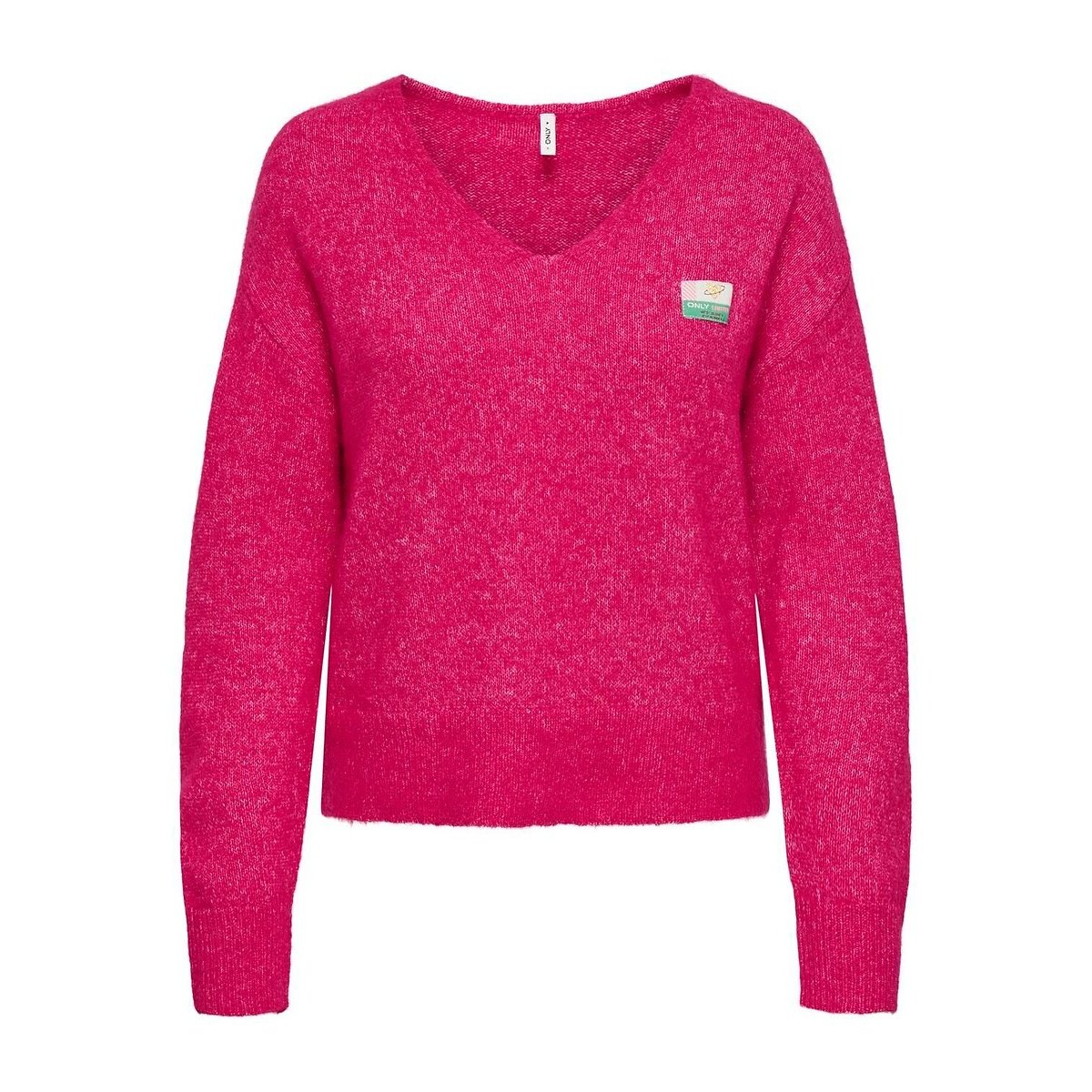Only V-Neck Jumper Women's Fuchsia Pink Medium