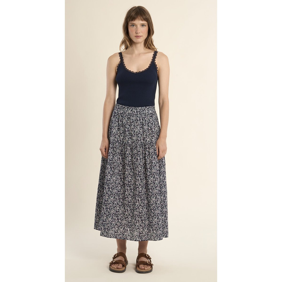 Molly Bracken Printed Maxi Skirt Women's Navy Print Small