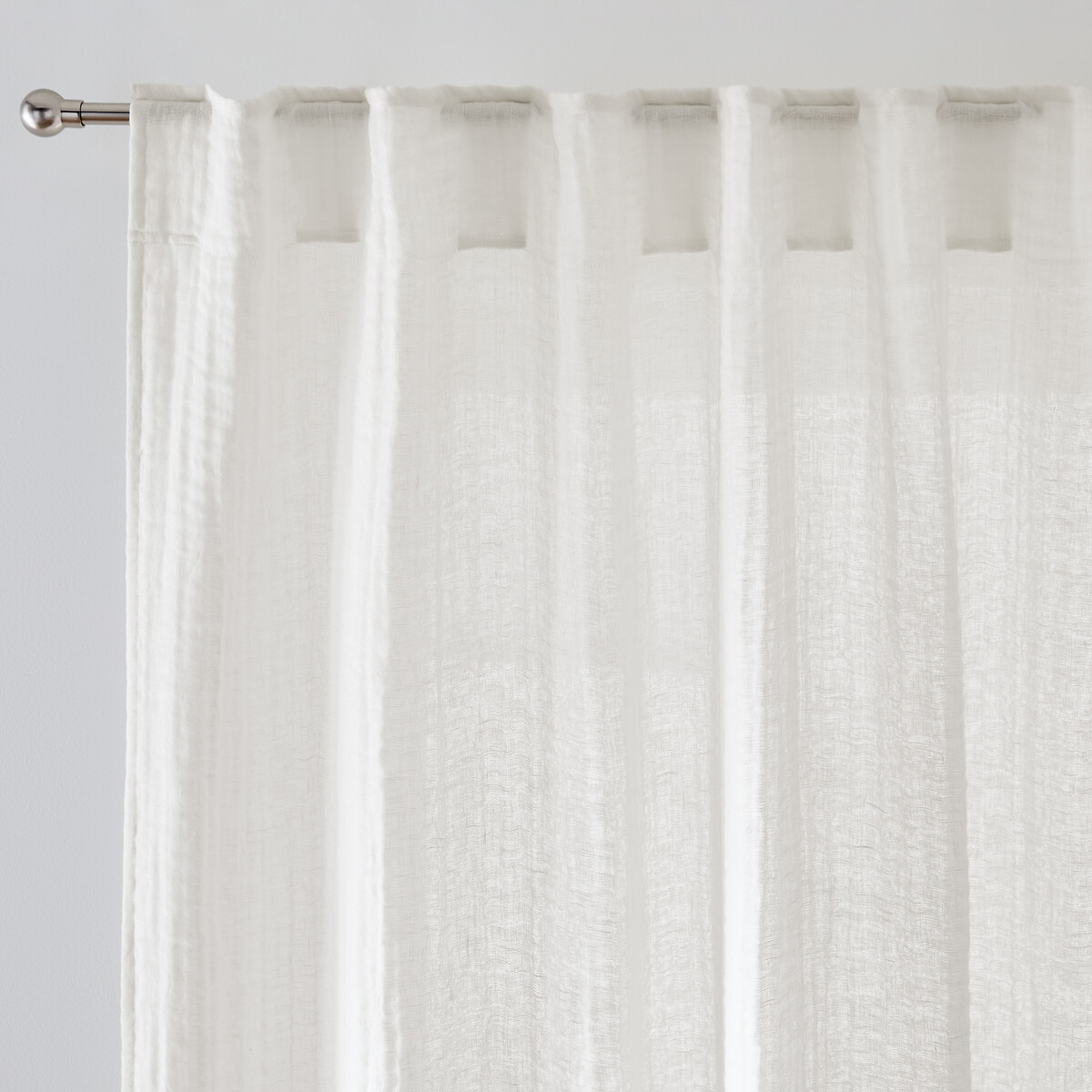La Redoute Interieurs Elki Cotton Muslin/Linen Curtain With Concealed Tab Top Unisex Ecru Size D250 X W135cm