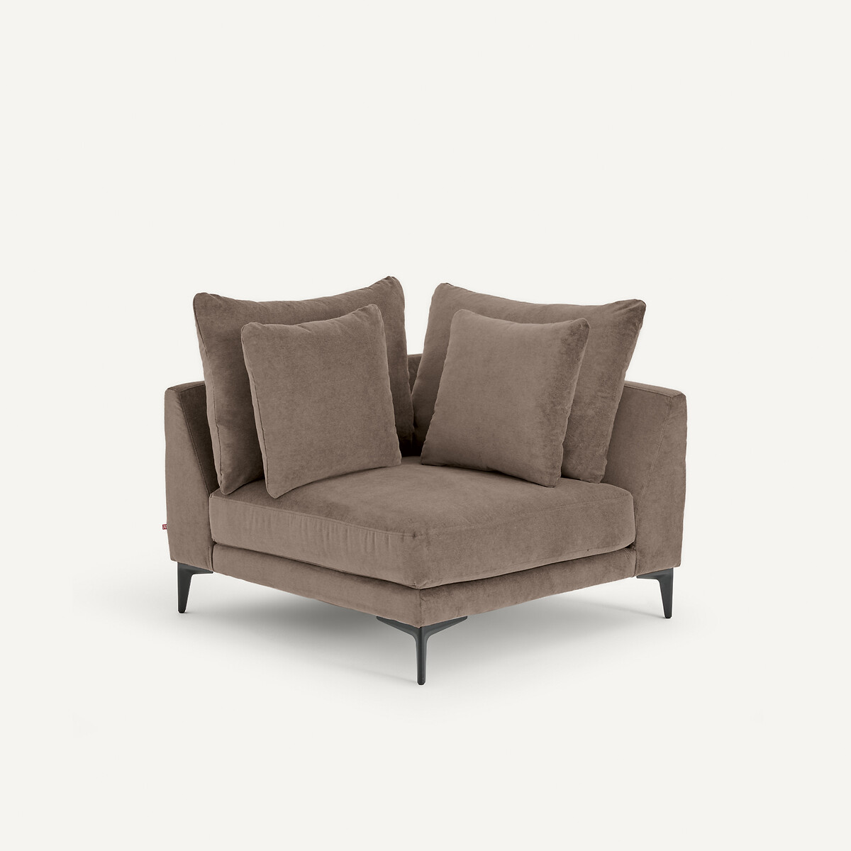 EMMANUEL GALLINA X AM.PM Hoekbank in stone-kleurig fluweel, MODERNISTE, ontwerp van Emmanuel Gallina