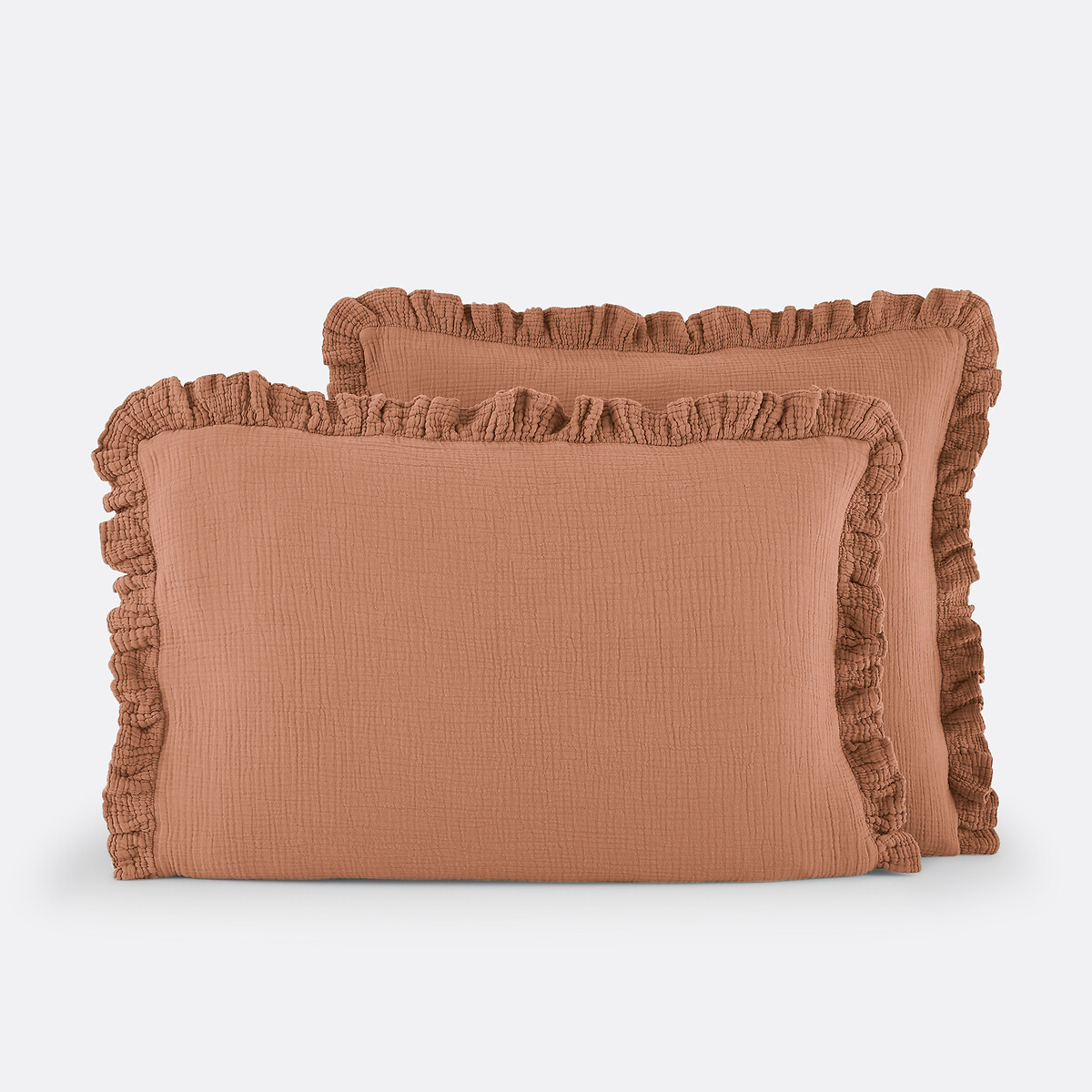 La Redoute Interieurs Kumla Plain Cotton Muslin Pillowcase Unisex Sienna Square (63X63cm)