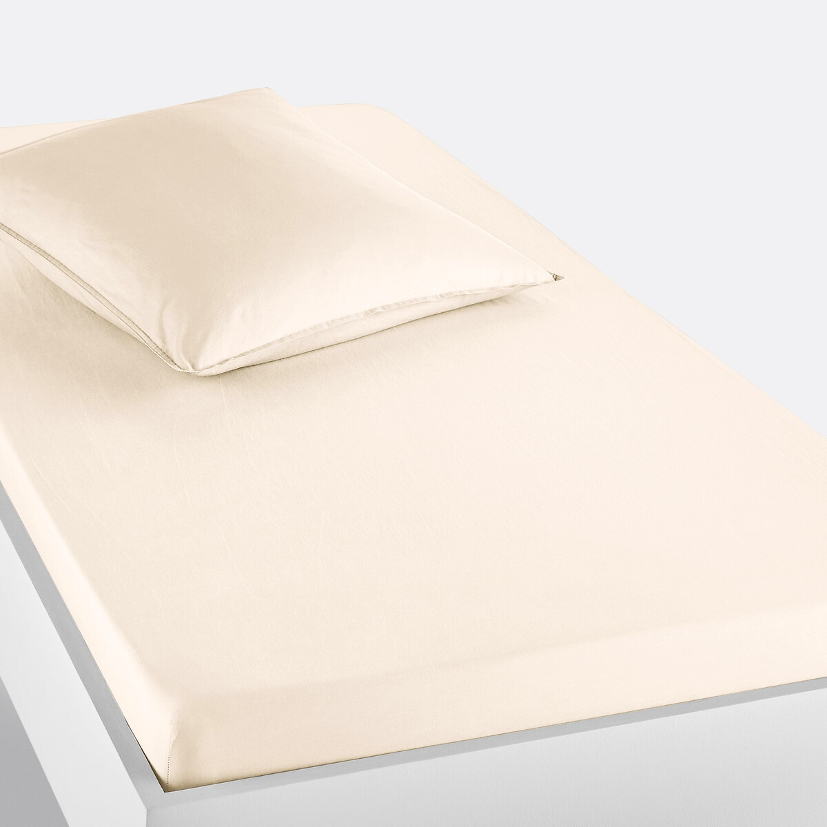 La Redoute Interieurs Scenario 100% Washed Cotton Fitted Sheet Unisex Chalk Single (90X190cm) Kids