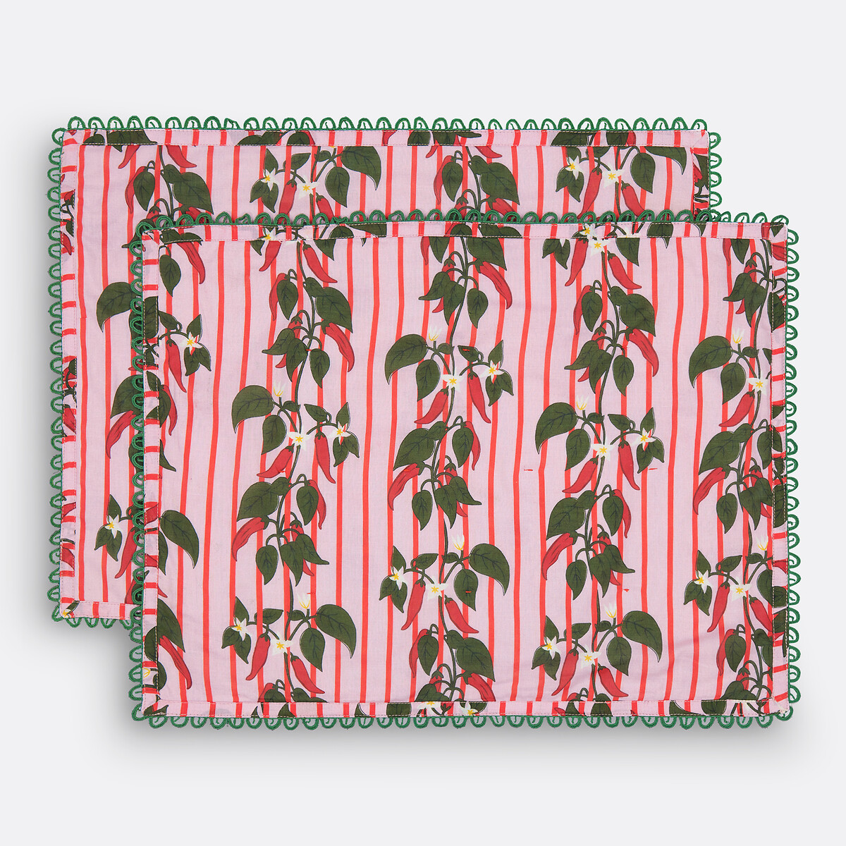 LA REDOUTE INTERIEURS Set van 2 placemats in voilekatoen, Chili