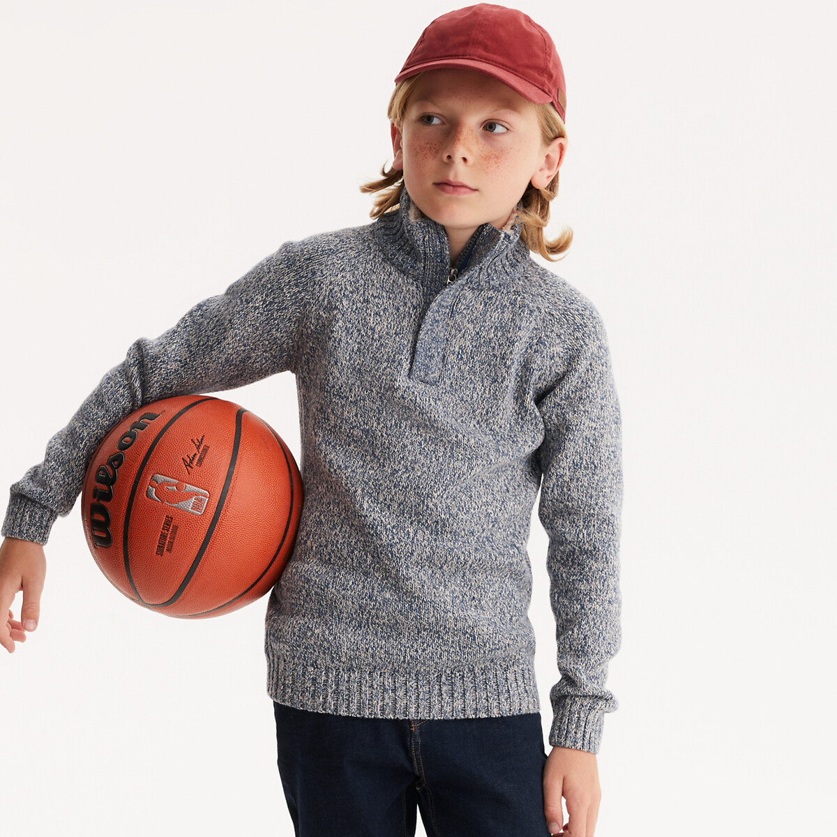 La Redoute Collections Maglione Collo Alto In Maglia Grossa Blu Bambino Taglie 6 anni - 114 cm