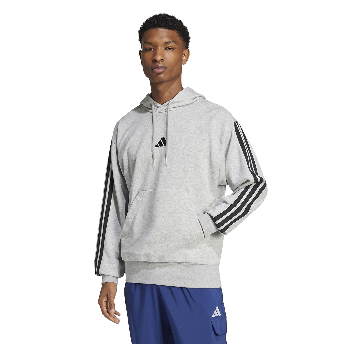 Felpa Con Cappuccio Essentiel 3 Bande Uomo Taglie XS - adidas sportswear - Modalova