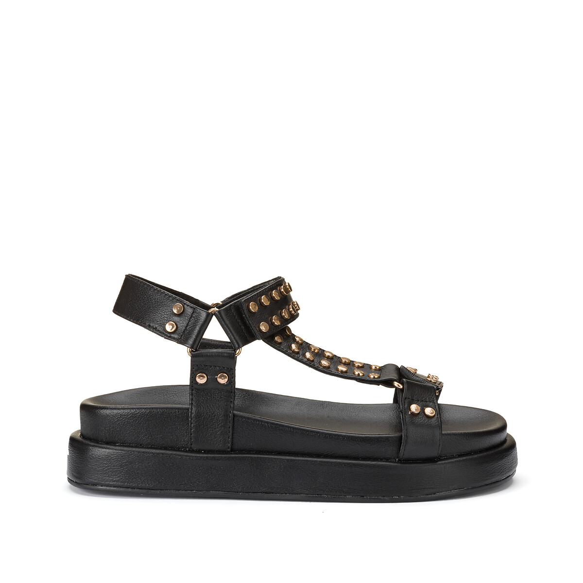 LA REDOUTE COLLECTIONS Leren sandalen met sleehak en studs