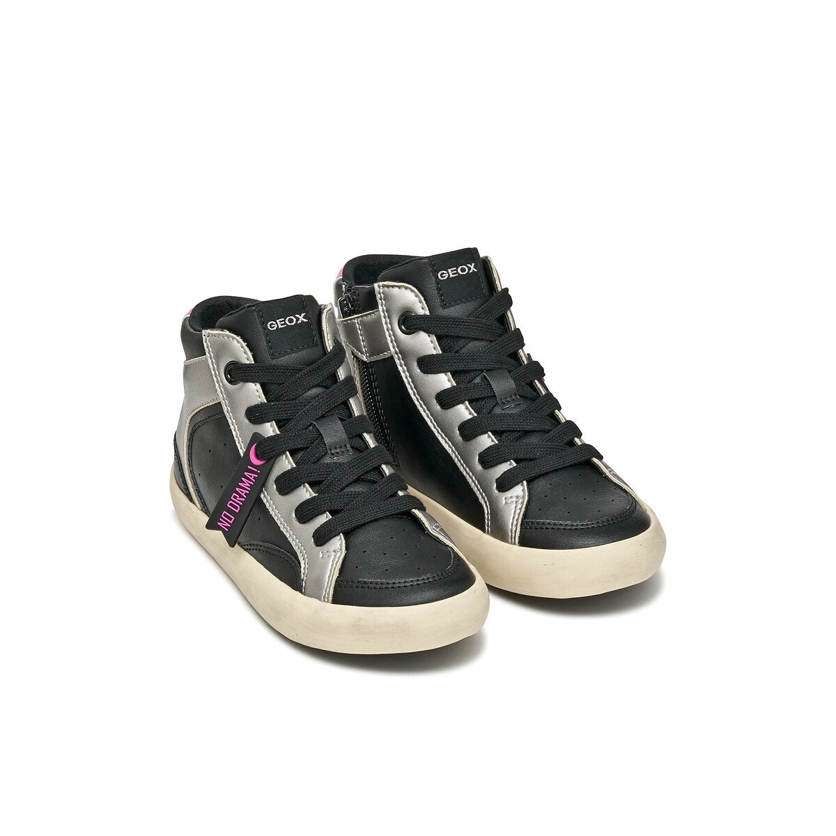 Geox Gisli Breathable High Top Trainers Girls Black/Fuchsia Size 33 (1) Kids