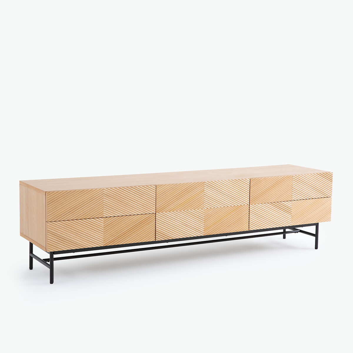 LA REDOUTE INTERIEURS TV-meubel van fineer, fronten met reli&euml;f, breedte 180 cm, JEREM