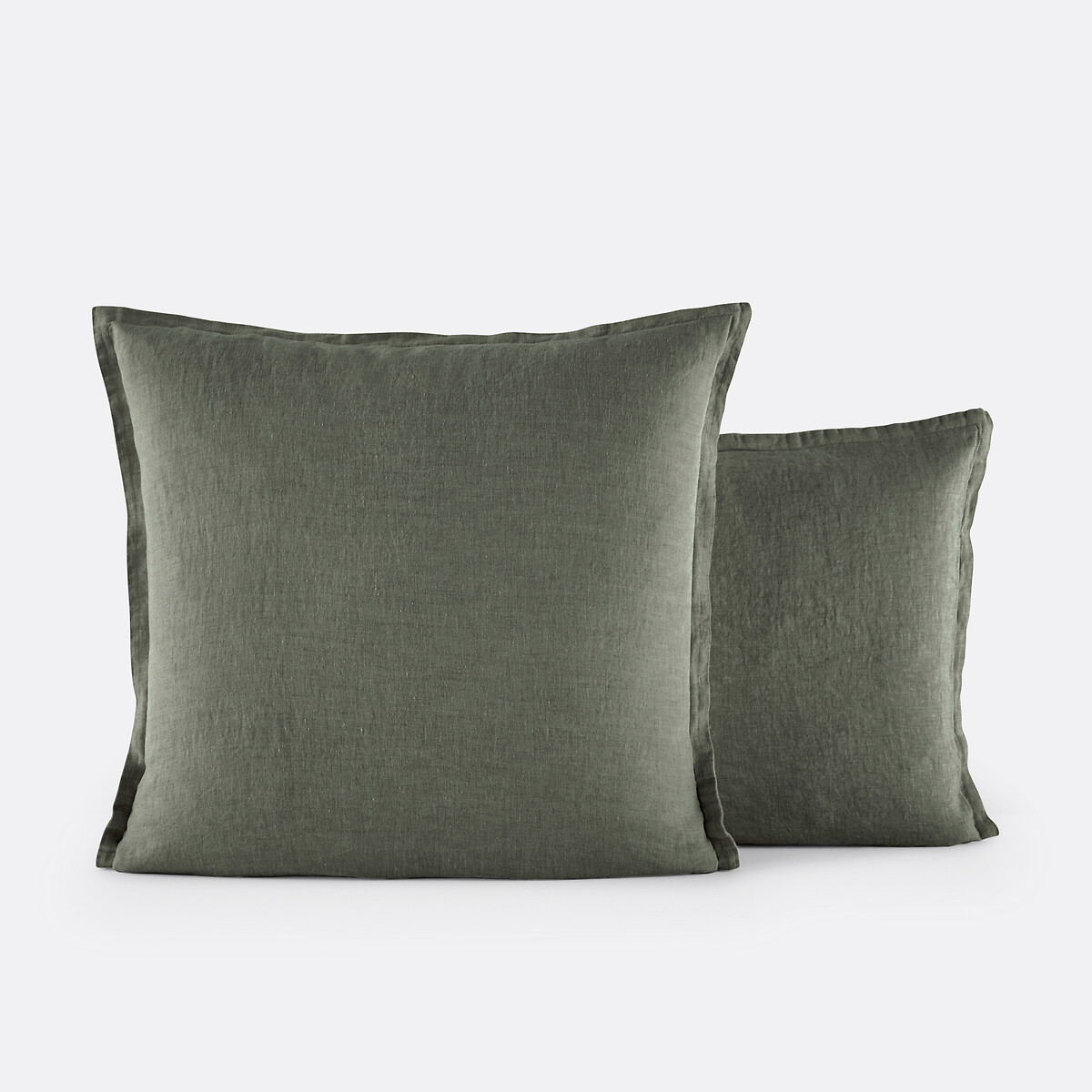 La Redoute Interieurs Linot Washed Linen Child's Pillowcase Unisex Grey-Khaki Standard (50X70cm)