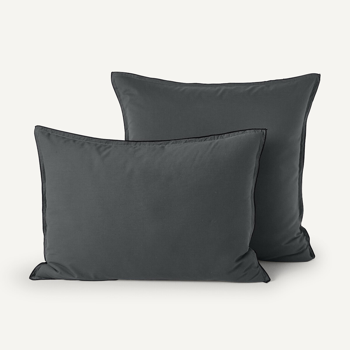 Am.pm Organic Washed Cotton Voile Pillowcase Unisex Coal Square (65X65cm)