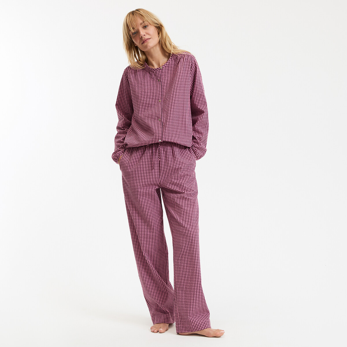 La Redoute Collections Gingham Print Pyjamas Women's Burgundy Checks Xxl