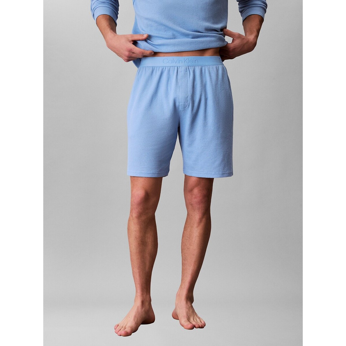 Calvin Klein Underwear Embossed Fabric Pyjama Shorts Men's Blue Medium