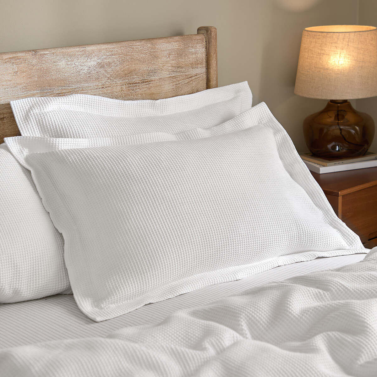 Yard Hebden Relaxed Waffle 100% Cotton Pillowcase Unisex Chalk Standard (50X70cm)