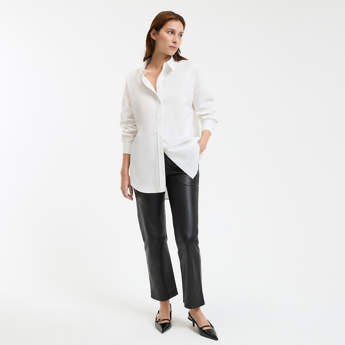 Camisa larga oversize Signature, APOLLINE Mujer Talla 46. Color Blanco
