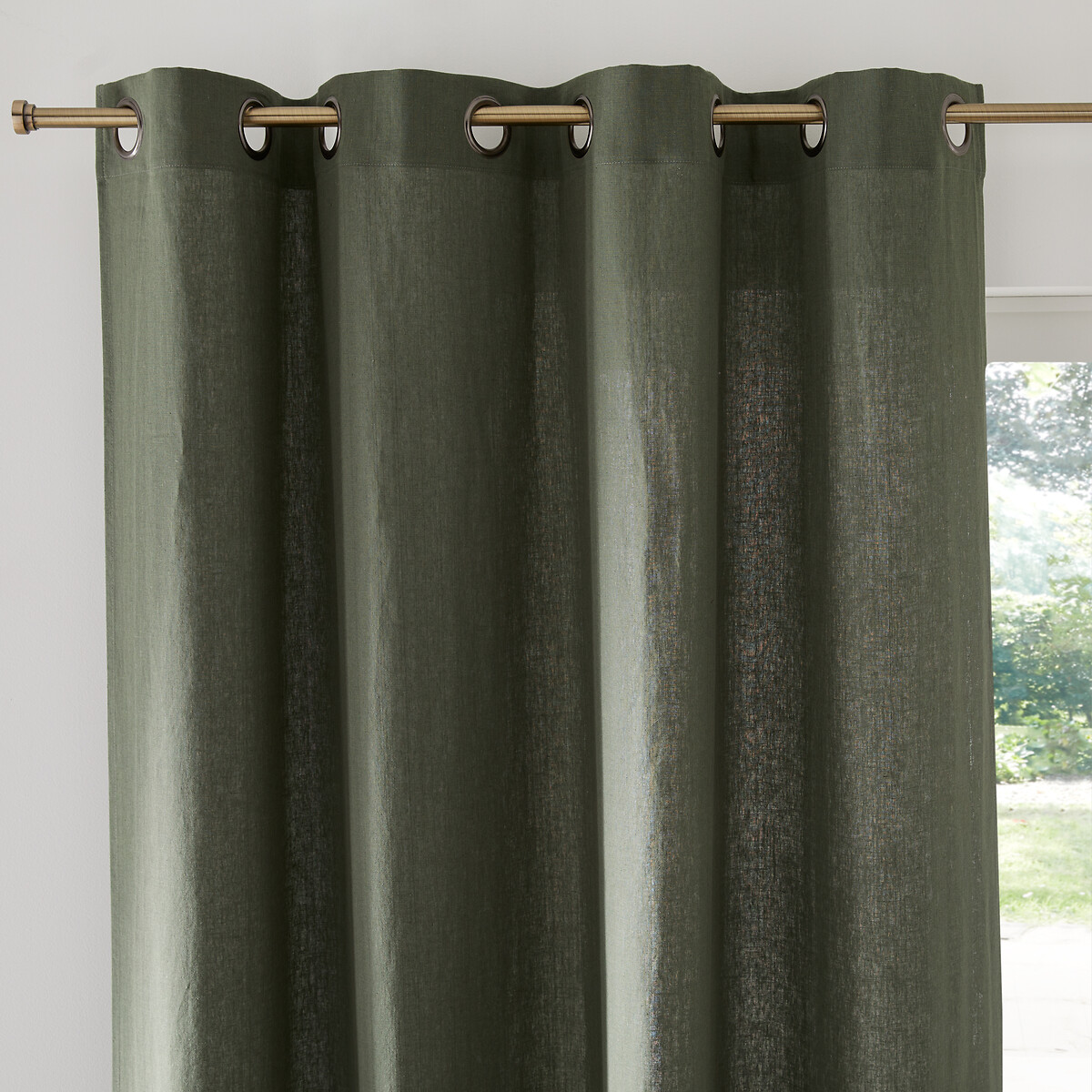 La Redoute Interieurs Onega Washed Linen Curtain With Eyelets Unisex Rosmary Size D220 X W135cm
