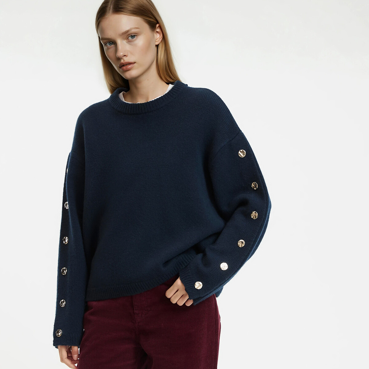 Pull en laine, col rond en grosse maille