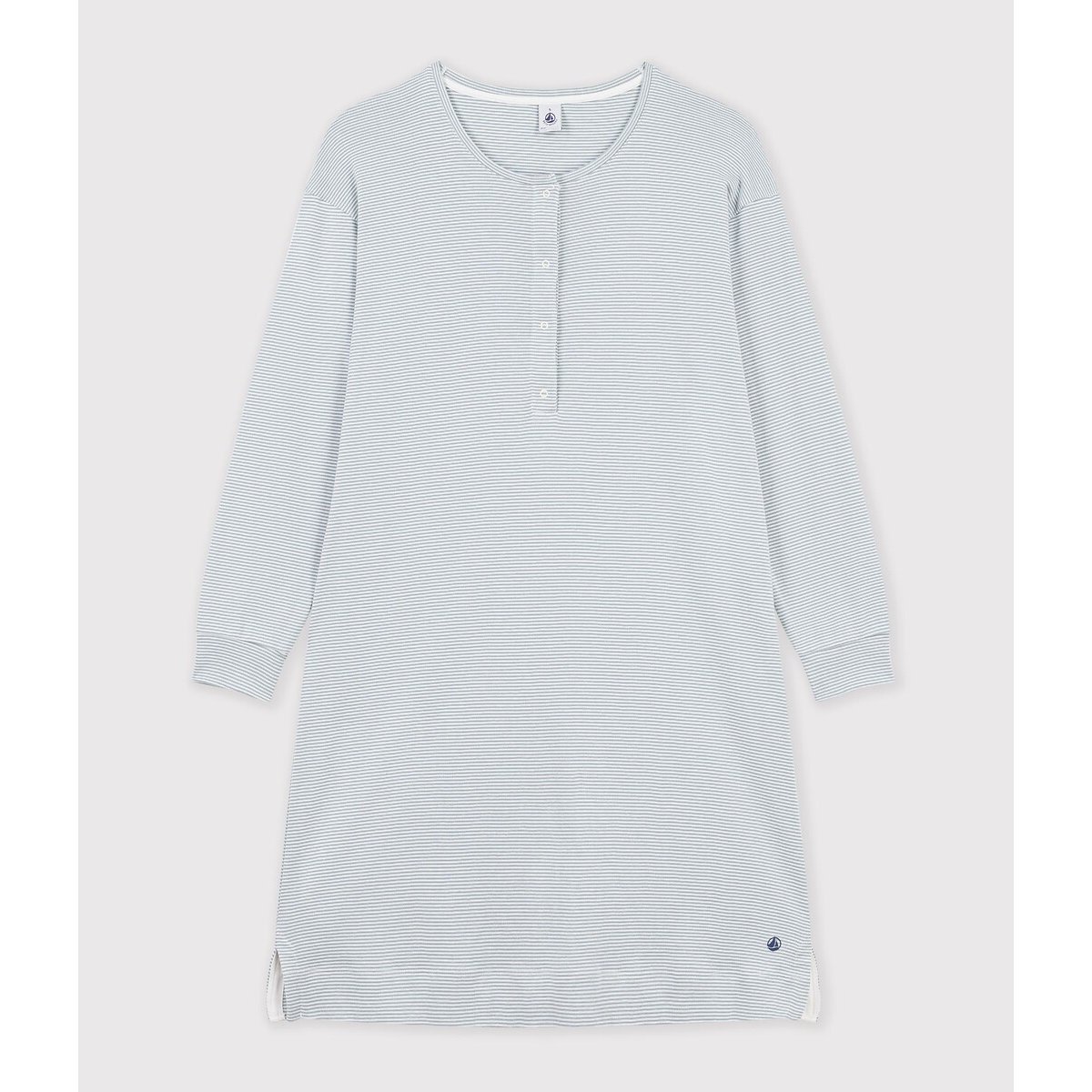 PETIT BATEAU Camisón de algodón, con rayas finas. Color