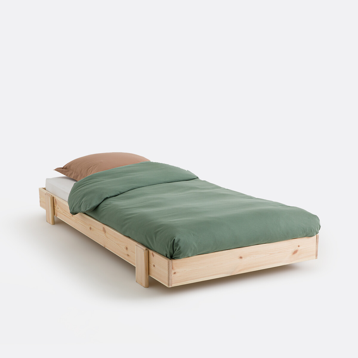 Cama apilable de pino macizo, Pyla. Talla 90 x 190 cm. Color Beige