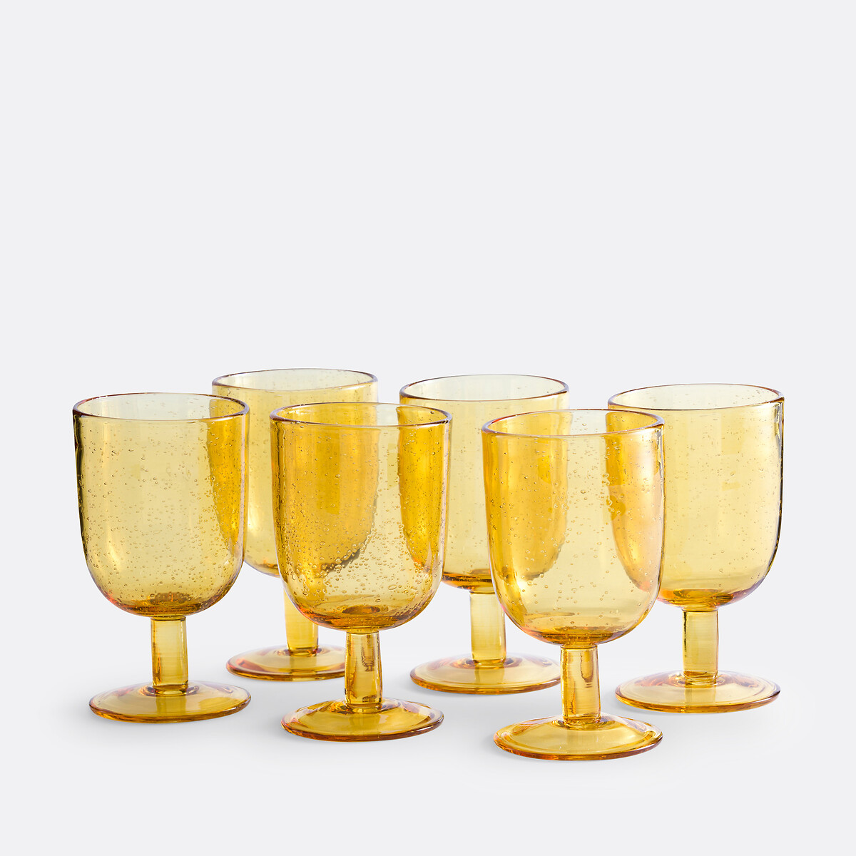 La Redoute Interieurs Set Of 6 Faraji Bubbled Stem Glasses Unisex Amber